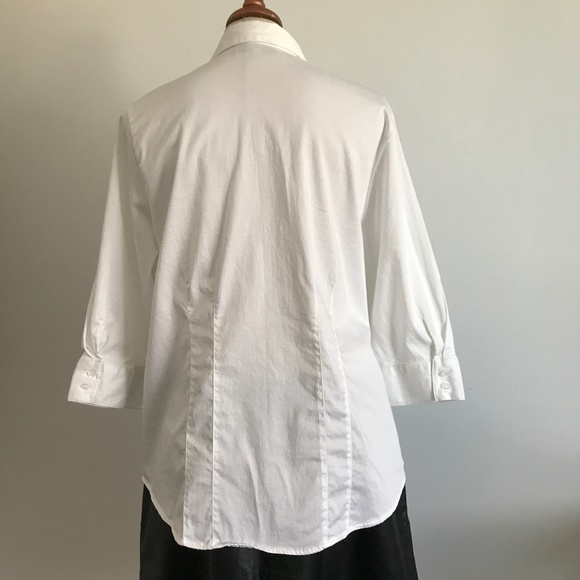 Studio Femme - White Button Up Adjusted  Blouse / Top - Picture 5 of 7